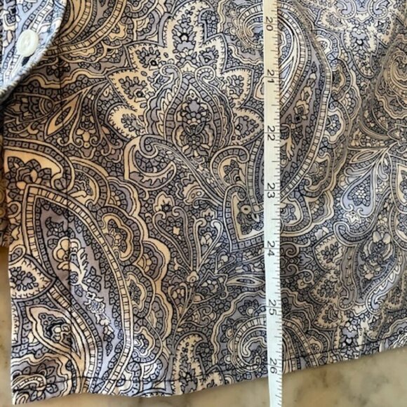 TALBOTS Blue Paisley Long Sleeve Button Front Cotton Shirt - Picture 15 of 15